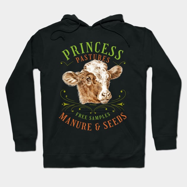 Vintage Farm Animal Cow Cute Cottagecore Aesthetic Girls Women Hoodie by Pine Hill Goods